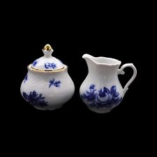 Schumann Arzberg Echt Cobalt Blue Roses Sugar Bowl & Creamer - REPAIRED picture