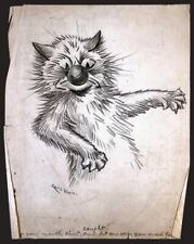 Caught  Cat Drawing :  Louis Wain : 1879 : Art Print to Frame picture
