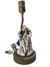 Antique French Porcelain Figural Man Playing  Violin Musician Lamps 13