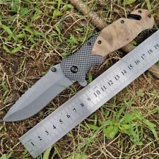 Pocket Folding Knife with Glass Breaker Seatbelt Cutter Clip with wood handle picture