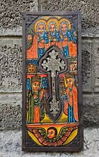 Ethiopian Wooden Icon Cross Hand Painted African Art Christian Ethnic Orthodox  picture