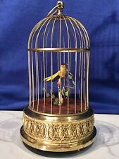 Vintage Germany Brass Cage Singing Automaton Birds Music Box,Key Wound picture