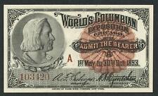 Dealer Dave Columbian Exposition 1893 COLUMBUS PORTRAIT TICKET PRISTINE (2239) picture