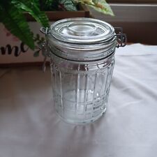 Vintage Hinged Lid Clamp Airtight Sealed Glass Jar Food Storage Canister  picture