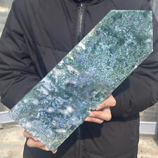 6.72LB Natural green moss agate quartz obelisk crystal aura healing picture