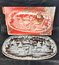 Mikasa Christmas Carol Oblong Platter Clear Frosted Crystal 15.5
