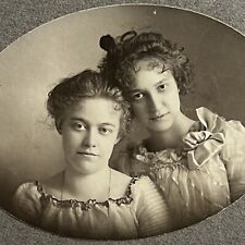 Antique Cabinet Card Photograph Beautiful Young Women Teen Affectionate picture