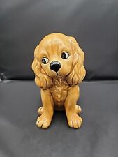 Brown Cocker Spaniel Sitting Puppy Vintage Ceramic Dog Figurine Signed 1979 READ picture
