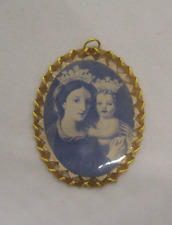 Vtg Handmade Keychain Tag Gold Trim  Image Cards  Catholic Religion Church picture