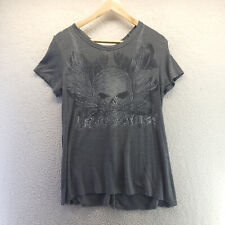 Harley Davidson Shirt Womens Extra Large Gray Skull Bike Pullover Motorcycle picture