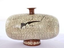 Korean Sangjin Park Mishima Buncheong Stoneware Pottery Bottle Vase Plum Flower picture