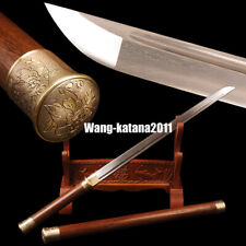 30''Damascus Folded Steel Chinese Tang Dynasty Dao Rosewood Sharp Straight Sword picture