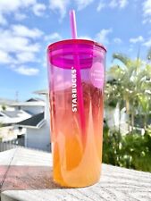HAWAII EXCLUSIVE Starbucks Sunset Pink and Orange Glass ombré Tumbler 18oz picture