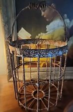 Vintage Clam Oyster Wire Basket Vtg Metal Wire Apple Garden w/Old Paint Rust Etc picture