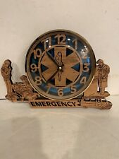 Vntg Wooden Medical Personnel Wall Clock Handmade Emergency Team Tested RARE picture