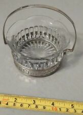 Vintage Bon Ton Footed Silverplate Glass Candy / Relish Dish with Carry Handle picture