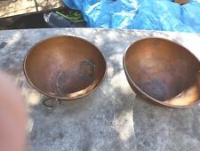 Two Fine Vintage Copper Mixing Bowl Brass Ring Hang 10-1/2
