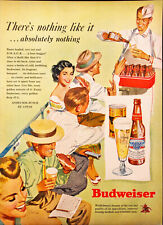 1949 Budweiser Beer at Baseball Game Hot Dogs Vintage Print Ad picture
