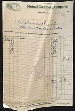 Vintage Mutual Creamery Billhead Maid O' Clover Butter Letterhead Butte, MO 1933 picture