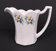 Vintage McCoy Pitcher White With Daisy And Cornflowers Scalloped Edge 6