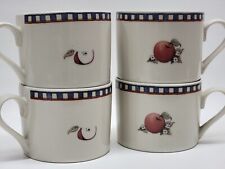 Vtg Susan Winget International Tableworks Apple Basket 6oz Coffee Mugs Set Of 4 picture