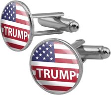 President Donald Trump American Flag Premium Silver Plated Cufflinks picture