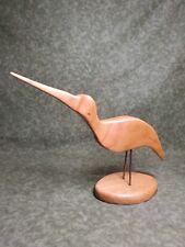 Vintage MCM Minimalist Wooden Sandpiper Bird On Metal Legs picture