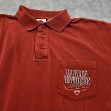 Harley Davidson Shirt Large Red Short Sleeve Polo Pocket Logo Organic Cotton picture