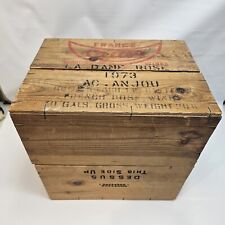 VTG WOOD SHIPPING BOX 15x11x12 1973 FRANCE CRUSE WINE HOLDS 12 BOTTLES RARE picture
