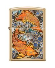 Zippo 0127, Koi Fish Pattern, High Polish Brass Fusion Finish Lighter picture