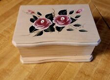 Vintage White-Washed Wooden Jewelry Box (Roses) 5