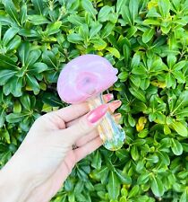 Pink Fumed Mushroom Glass Hand Pipe Unique Pipe Cute Pipe Spoon picture