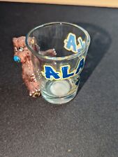Rare 3D Shot Glass BEAR with Blue Nose ~ ALASKA Map with Stars picture