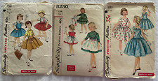 Lot/3 VNT , 50's/60's Simplicity girls fit flare dress Patterns 1633, 1702, 3250 picture
