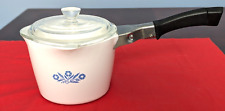 Vintage CorningWare 1 Qt (4 Cup) Saucemaker with Lid and Handle Blue Cornflower picture