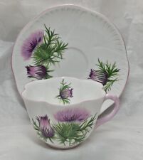 Vintage Teacup And Saucer Shelley Bone China England Thistle 13820 Signed picture