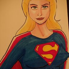 SUPERGIRL Postcard Sized 4x6 Art Print Gloss Finish Anime/Comic Style Sexy Pinup picture