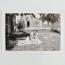 California Ranch Girl Picnic Photo 1940s Westminster Woman Vintage Lady CA A1543 picture