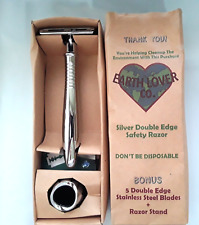 Earth Lover Co. Double Edge Safety Razor Set With 5 Stainless Steel Blades And S picture