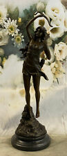 Huge 48cm Art Deco Bronze Diana the Huntress with Bow - Signed - Marble Base picture