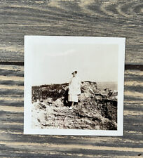 Vintage Girl Standing On Rocks 2.5” Photograph 714 picture
