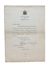1910 Charles Evan Hughes Signed Letter Supreme Court 11th Chief Justice Gov NY picture