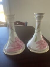 Givenchy rose Fine Porcelain Set Of Candle Holders Never Used. picture