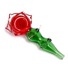 Premium Red Rose Design Glass Handmade Handpipe picture