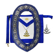 Masonic Past Master Regalia Silver Set Apron Chain Collar & Pendant Jewel picture