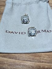 David Yurman Sterling Silver 7mm Albion Stud Earrings White Topaz w/ Diamonds picture