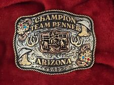 RODEO CHAMPION TROPHY BELT BUCKLE TEAM PENNING PROFESSIONAL☆ARIZONA☆RARE☆406 picture