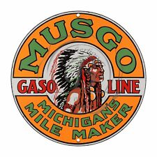 Vintage Design Sign Metal Decor Gas and Oil Sign - Musgo Michigan's Gasoline picture