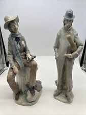 Lladro Statues Old Man W/ Violin Sitting On Rock & Old Man W/  Violin Violinists picture
