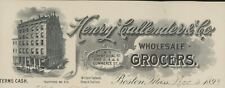 1894 BOSTON MASSACHUSETTS HENRY CALLENDER & CO. WHOLESALE GROCERS INVOICE 40-35 picture